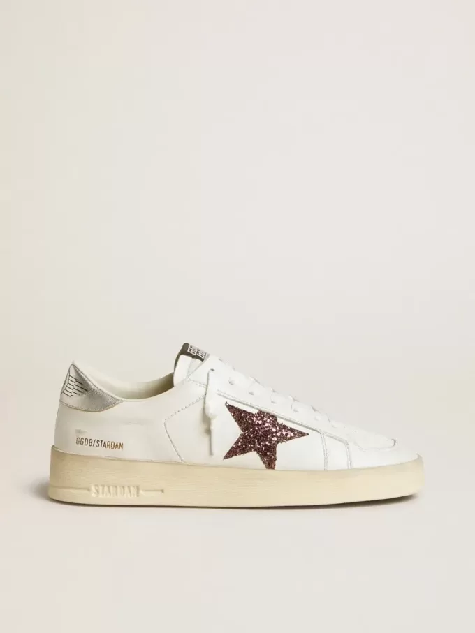 Stardan voor dames in nappa met glitterster en metallic leren hielstuk