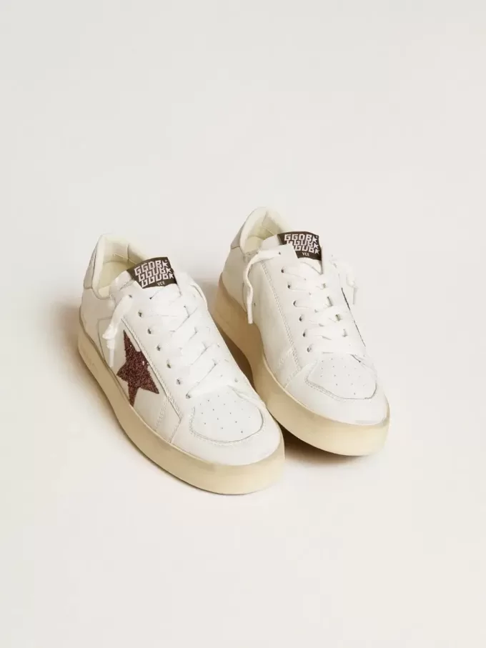 Stardan voor dames in nappa met glitterster en metallic leren hielstuk
