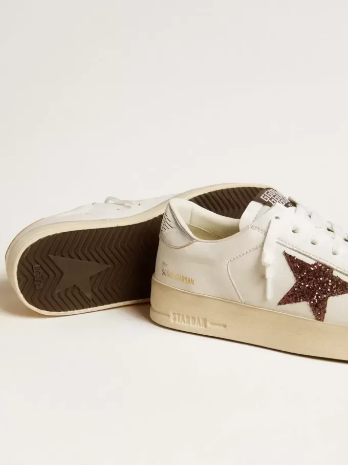 Stardan voor dames in nappa met glitterster en metallic leren hielstuk
