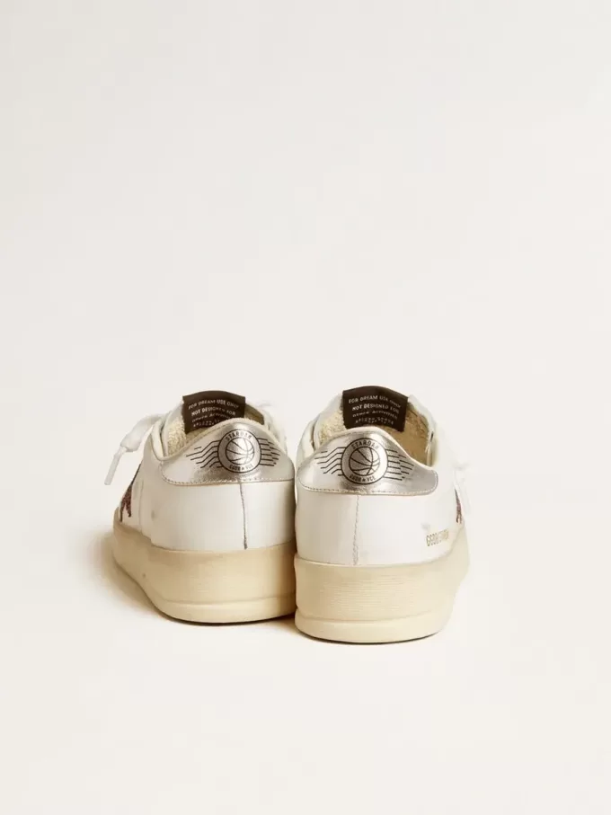 Stardan voor dames in nappa met glitterster en metallic leren hielstuk