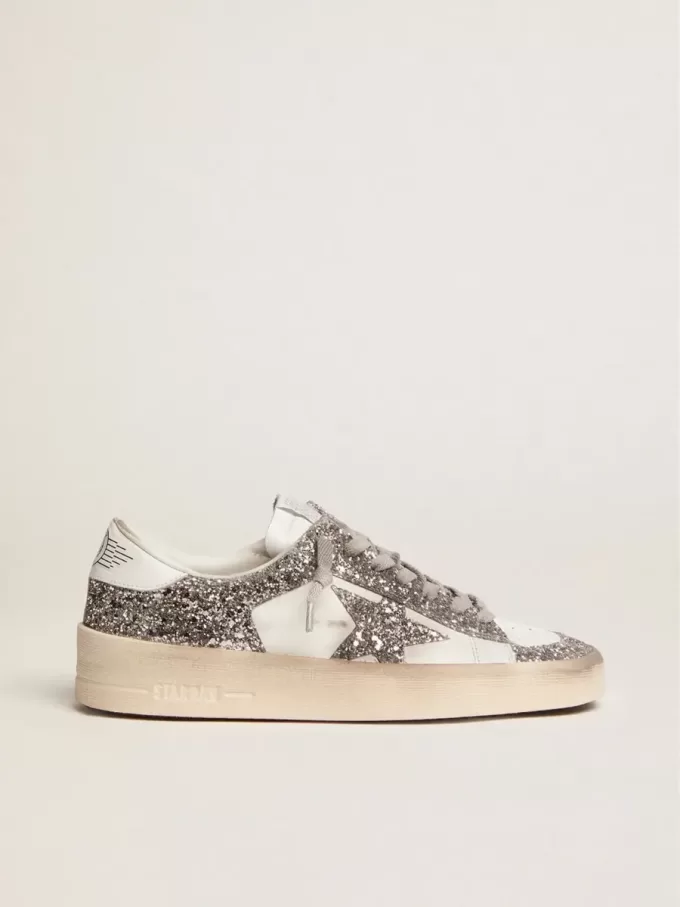 Stardan voor dames in wit leer en glitter