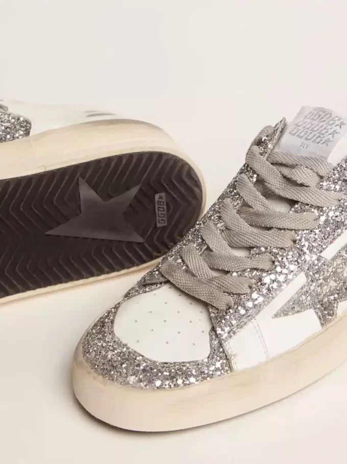 Stardan voor dames in wit leer en glitter