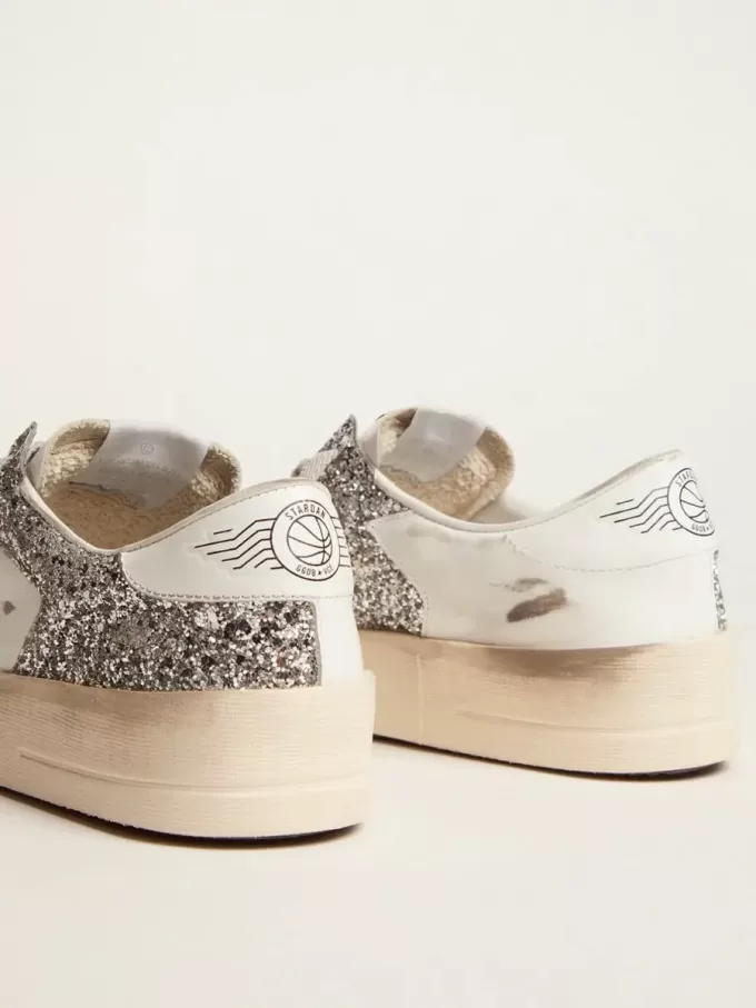Stardan voor dames in wit leer en glitter