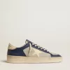 Stardan voor heren in grijs en blauw leer met crèmekleurige ster en hielstuk