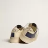 Stardan voor heren in grijs en blauw leer met crèmekleurige ster en hielstuk