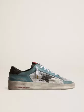 Stardan voor heren met bovenwerk van distressed mesh en petrolkleurige details