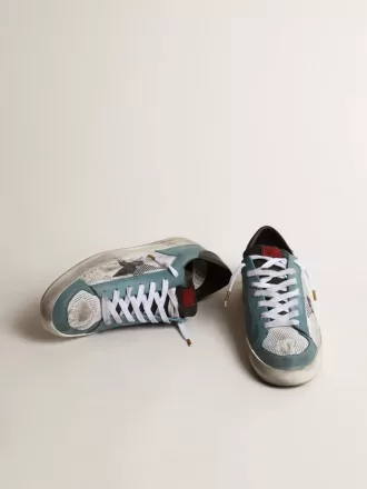 Stardan voor heren met bovenwerk van distressed mesh en petrolkleurige details