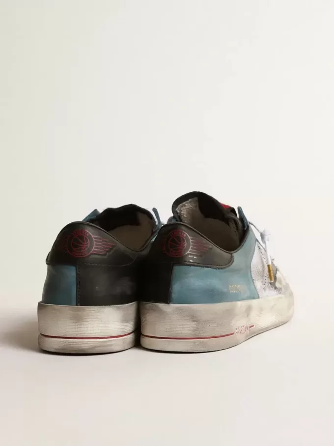 Stardan voor heren met bovenwerk van distressed mesh en petrolkleurige details