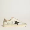 Stardan voor heren van leer en nylon met zwarte leren ster en nubuck hielstuk