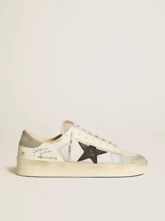 Stardan voor heren van leer en nylon met zwarte leren ster en nubuck hielstuk