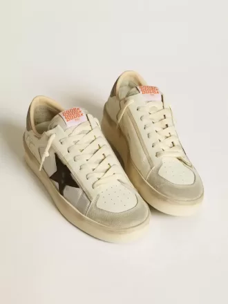 Stardan voor heren van leer en nylon met zwarte leren ster en nubuck hielstuk