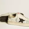 Stardan voor heren van leer en nylon met zwarte leren ster en nubuck hielstuk