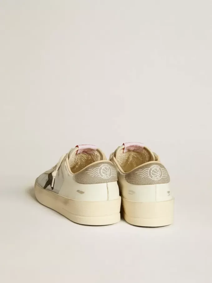 Stardan voor heren van leer en nylon met zwarte leren ster en nubuck hielstuk