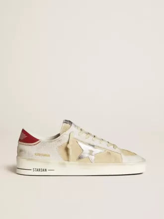 Stardan voor heren van nubuck en gekraakt leer met zilverkleurige metalen leren ster