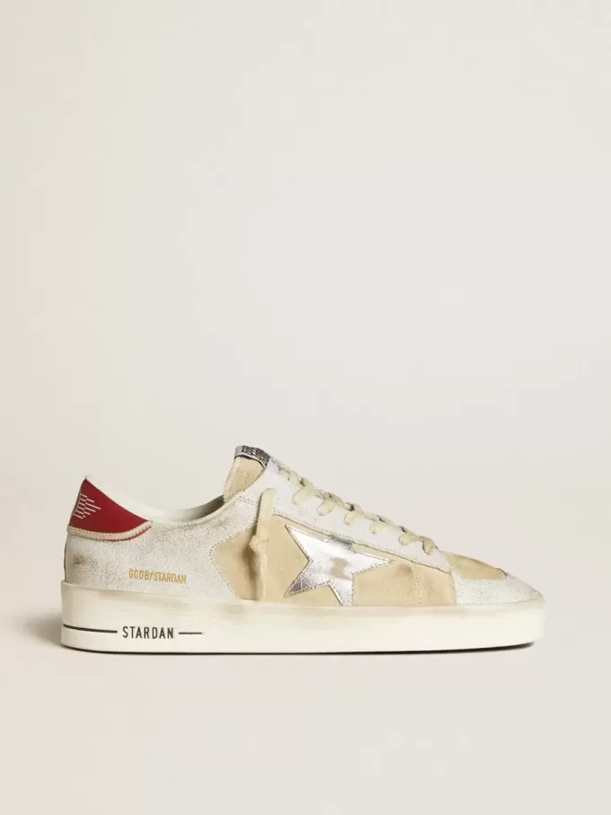 Stardan voor heren van nubuck en gekraakt leer met zilverkleurige metalen leren ster