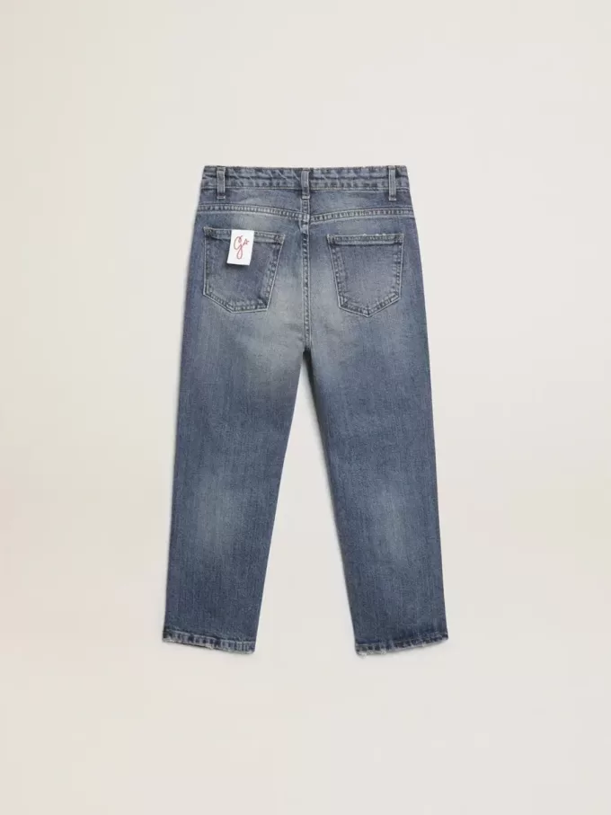 Stretchjeans voor jongens in blauw denim