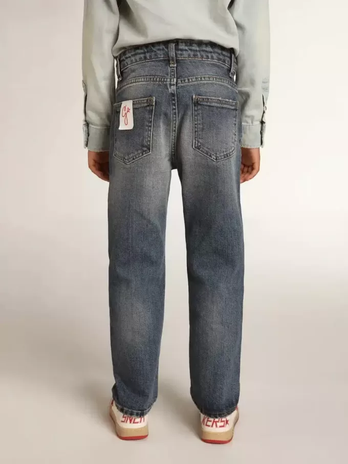 Stretchjeans voor jongens in blauw denim