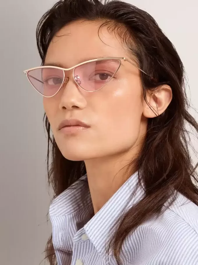 Sunframe cat-eye-model met roze montuur en glazen