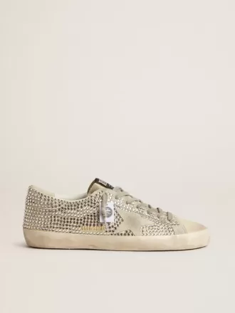 Super-Star in nubuck met Swarovski-kristallen en ijsgrijze suède ster