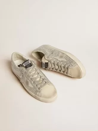 Super-Star in nubuck met Swarovski-kristallen en ijsgrijze suède ster