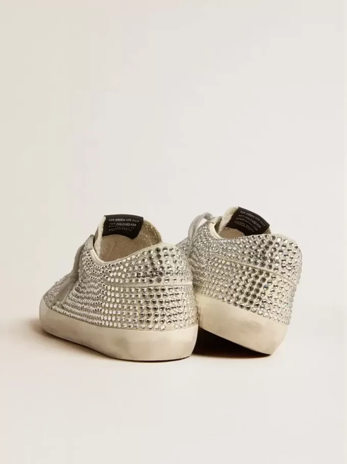 Super-Star in nubuck met Swarovski-kristallen en ijsgrijze suède ster