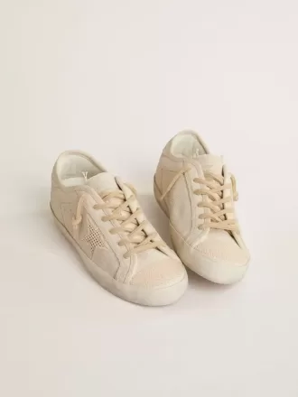 Super-Star in parelkleurig canvas met een ton-sur-ton mesh-effect ster