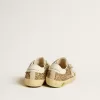 Super-Star Junior in goudglitter met witte leren ster en hielstuk