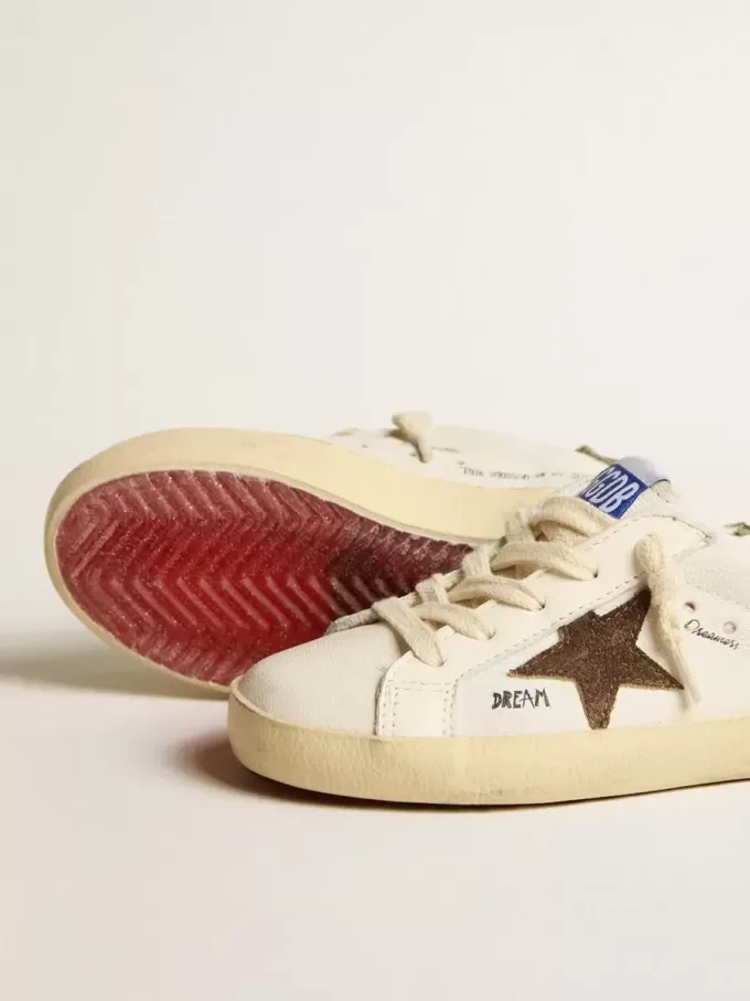 Super-Star Junior in nappa met suède ster en groene hiellip