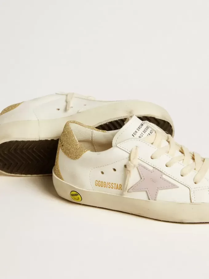Super-Star Junior met lila leren ster en glitter hiellip