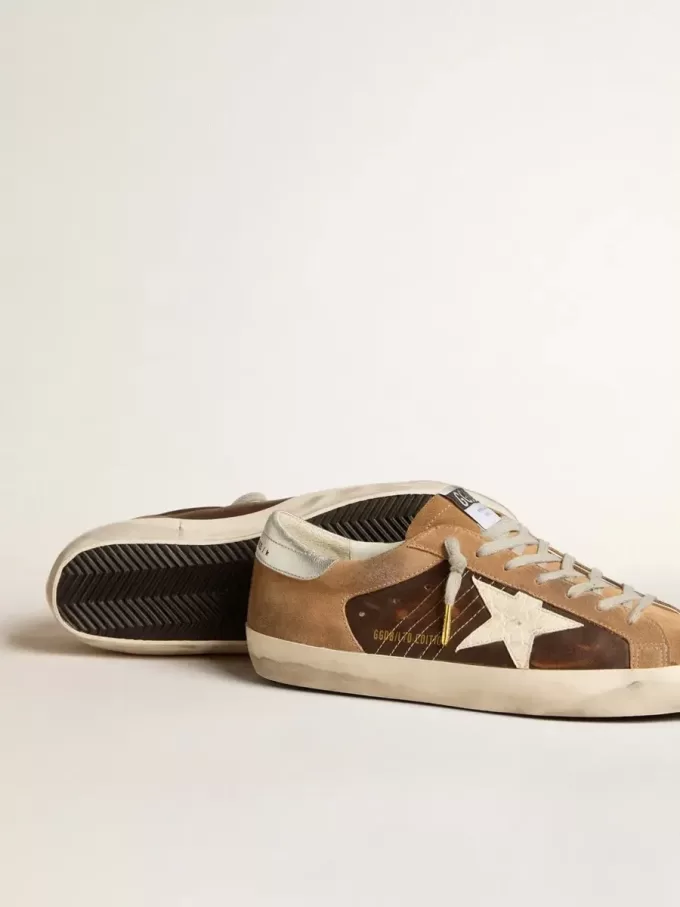 Super-Star LTD in bruin leer en tabakskleurig suède met witte ster