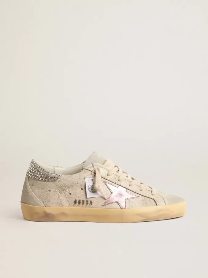Super-Star LTD in ecru met Swarovski-kristallen hiellip