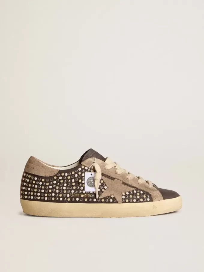 Super-Star LTD in grijs nubuck met Swarovski-parels en suède ster