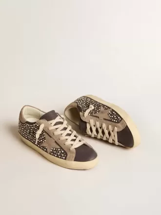 Super-Star LTD in grijs nubuck met Swarovski-parels en suède ster