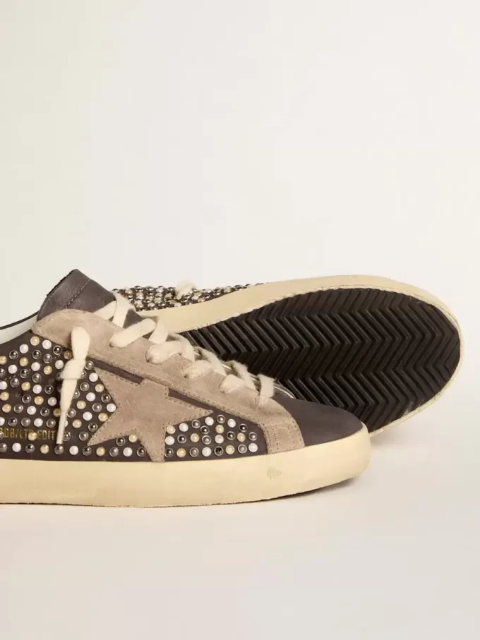 Super-Star LTD in grijs nubuck met Swarovski-parels en suède ster