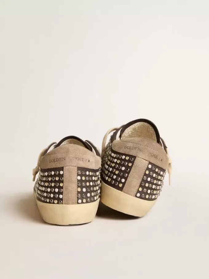 Super-Star LTD in grijs nubuck met Swarovski-parels en suède ster