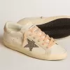 Super-Star LTD in leer met beige suède ster met Swarovski-studs
