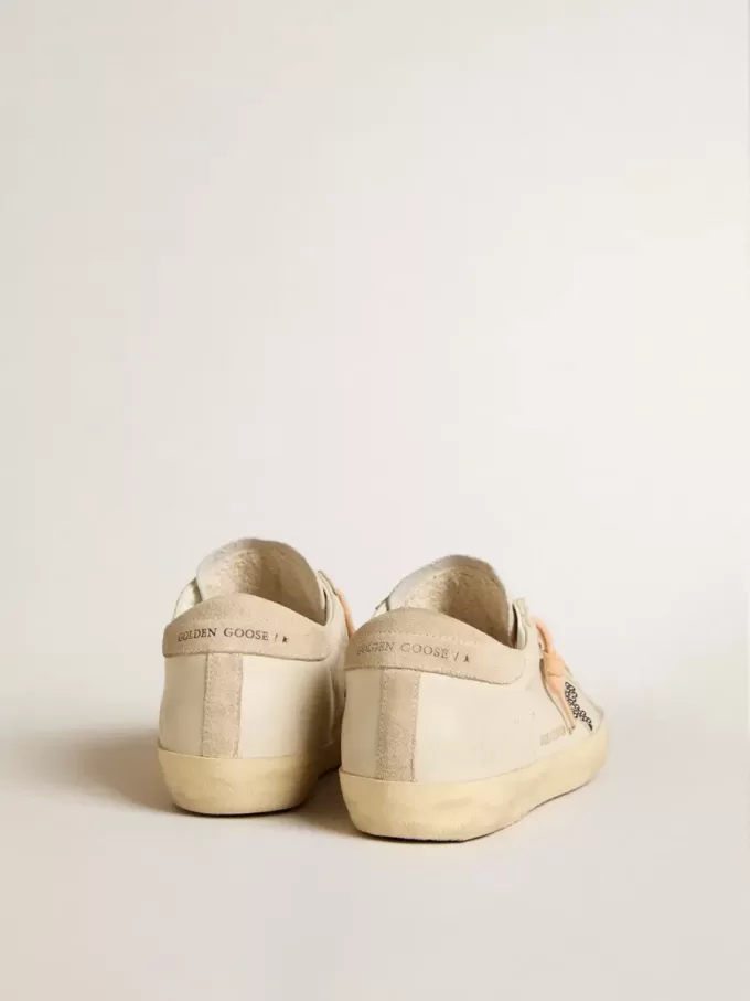 Super-Star LTD in leer met beige suède ster met Swarovski-studs
