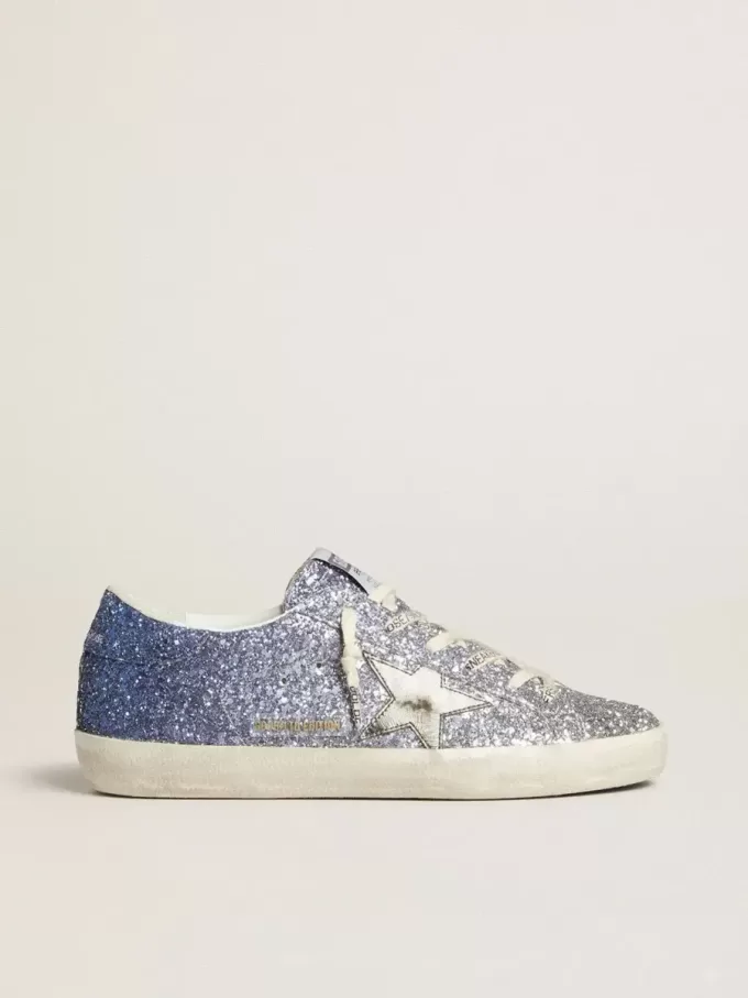 Super-Star LTD in multicolor glitter met zilverkleurige metallic leren ster