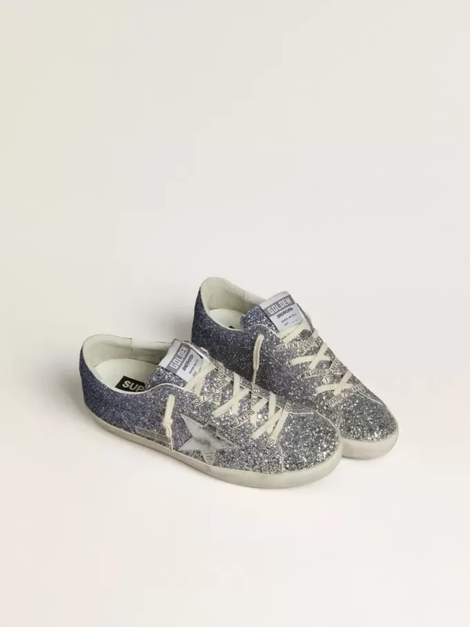 Super-Star LTD in multicolor glitter met zilverkleurige metallic leren ster