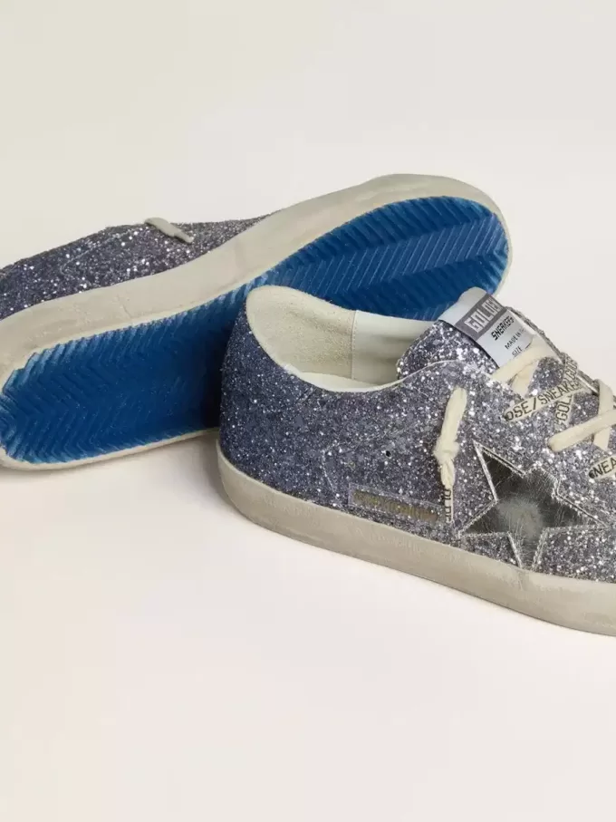 Super-Star LTD in multicolor glitter met zilverkleurige metallic leren ster