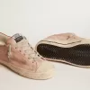 Super-Star LTD in roze nubuck met geperforeerde ster en leren hielstuk