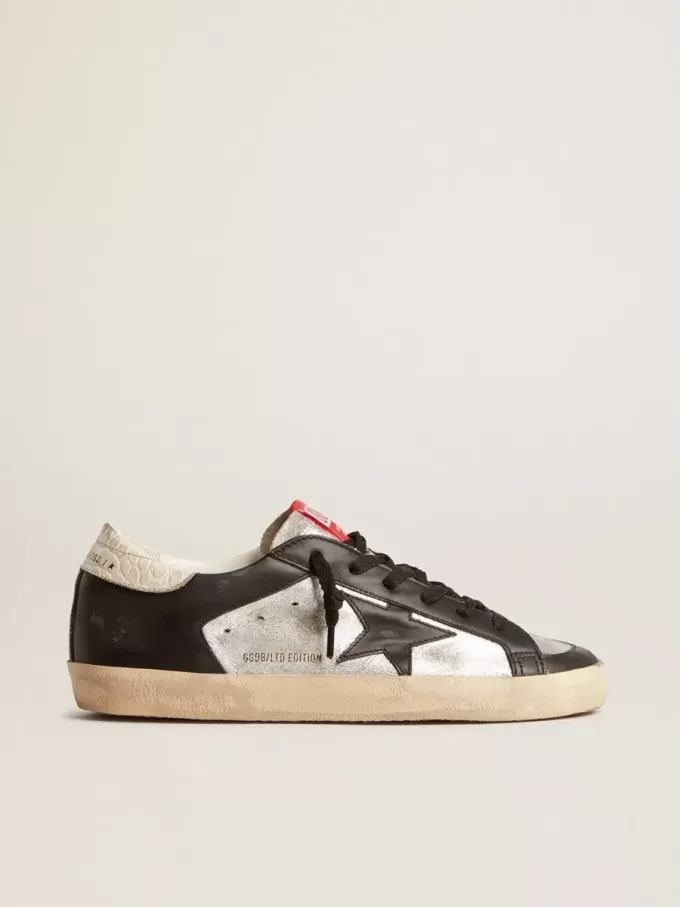 Super-Star LTD van metallic leer met zwarte leren ster en inzetstukken
