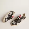 Super-Star LTD van metallic leer met zwarte leren ster en inzetstukken