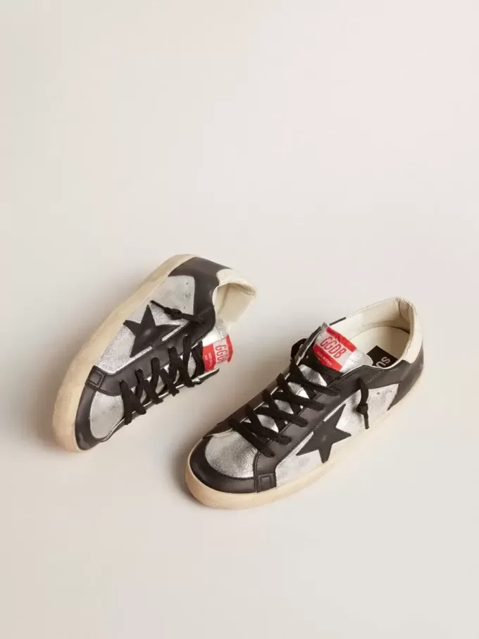 Super-Star LTD van metallic leer met zwarte leren ster en inzetstukken
