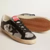 Super-Star LTD van metallic leer met zwarte leren ster en inzetstukken