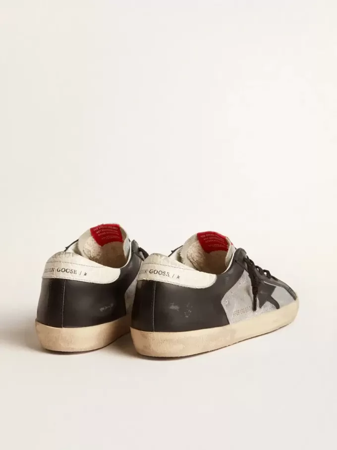 Super-Star LTD van metallic leer met zwarte leren ster en inzetstukken