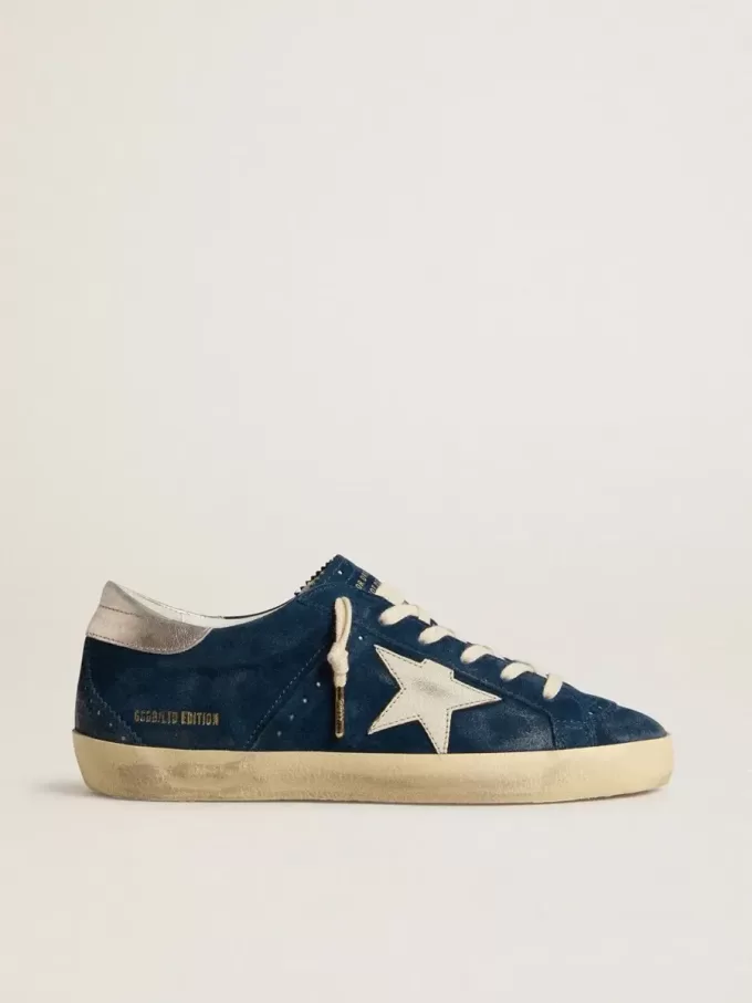 Super-Star LTD voor dames in blauw suède met witte ster