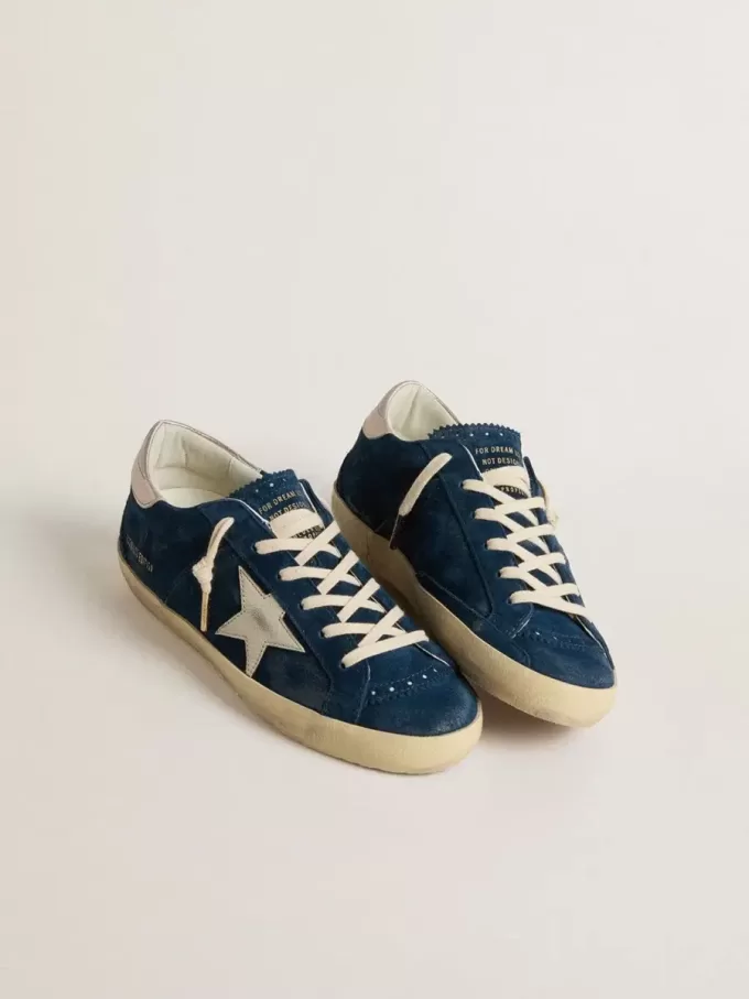 Super-Star LTD voor dames in blauw suède met witte ster