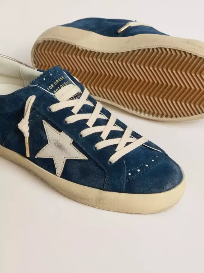 Super-Star LTD voor dames in blauw suède met witte ster