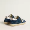 Super-Star LTD voor dames in blauw suède met witte ster